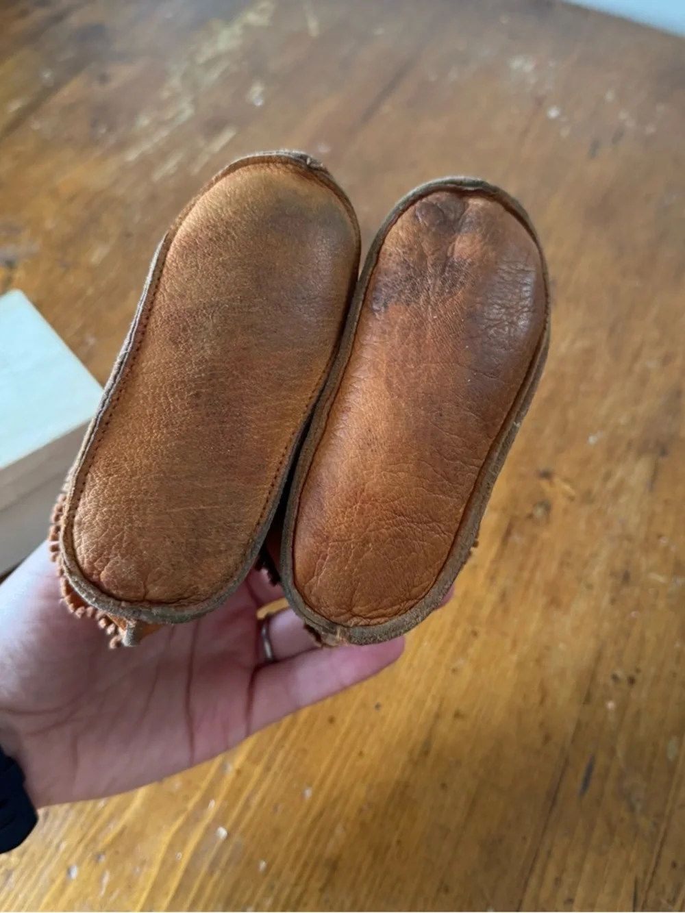 Vintage Deer Skin Baby Moccasins Size 5